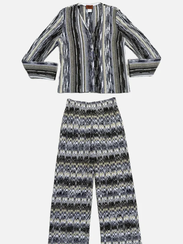 Missoni Metallic Knit Pant Set* Elegant Palazzo Trousers