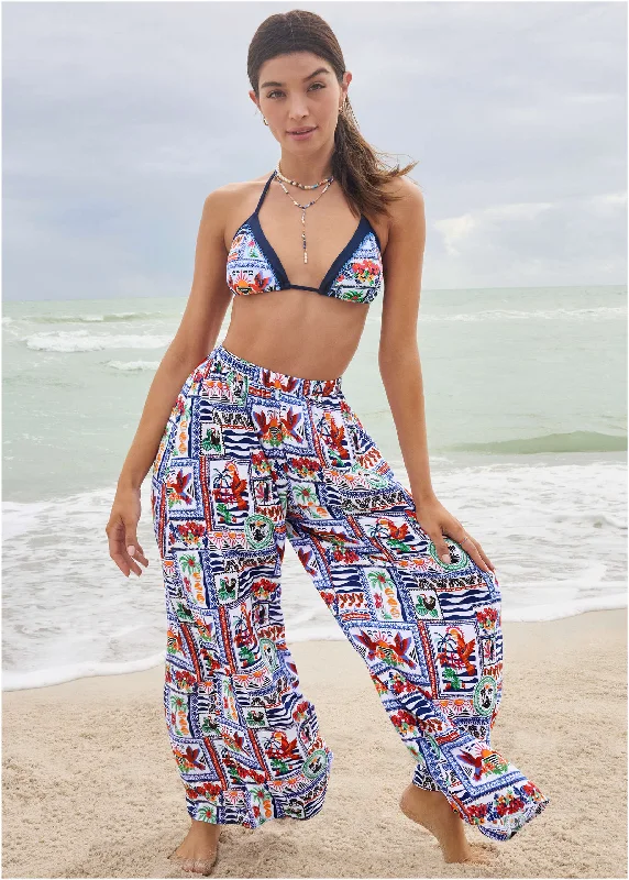 Palazzo Cover-Up Pant - Postcard Vacay Elegant High-Waist Pants