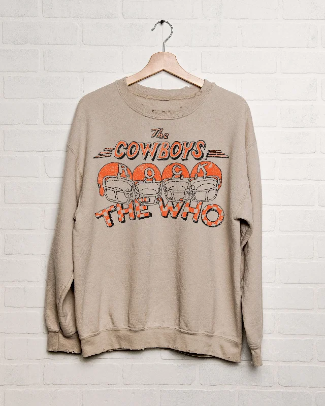 The Who Cowboys Rock Sand Thrifted Sweatshirt Hoodie with High Neck Warm Protective