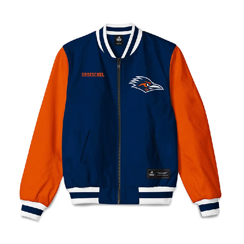 UTSA - NCAA Women's Cross Country : Megan Groeschel - Bomber Jacket Wool-Blend Bomber Coat