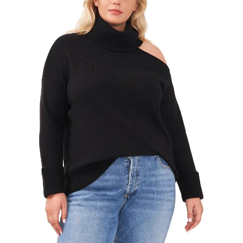 1.State Womens Plus Cut-Out Knit Turtleneck Sweater