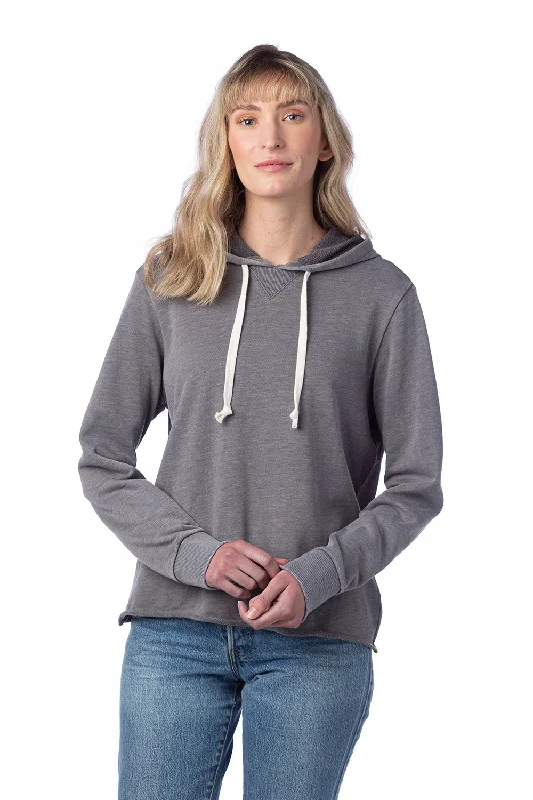 Alternative Womens Day Off Mineral Wash Hooded Sweatshirt Hoodie - Nickel Grey - NEW