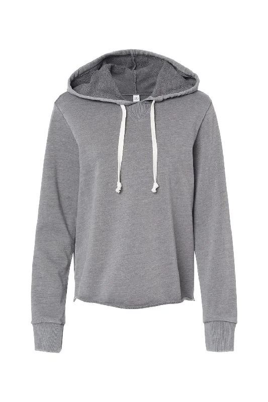 Alternative Womens Day Off Mineral Wash Hooded Sweatshirt Hoodie - Nickel Grey - NEW