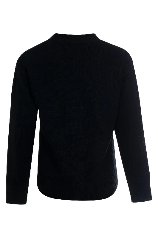 V neck Wool Blend Cardigan | Black | 6842ZZ