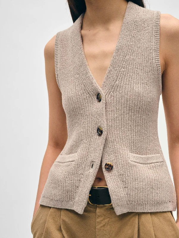 Cotton Linen Ribbed Waistcoat