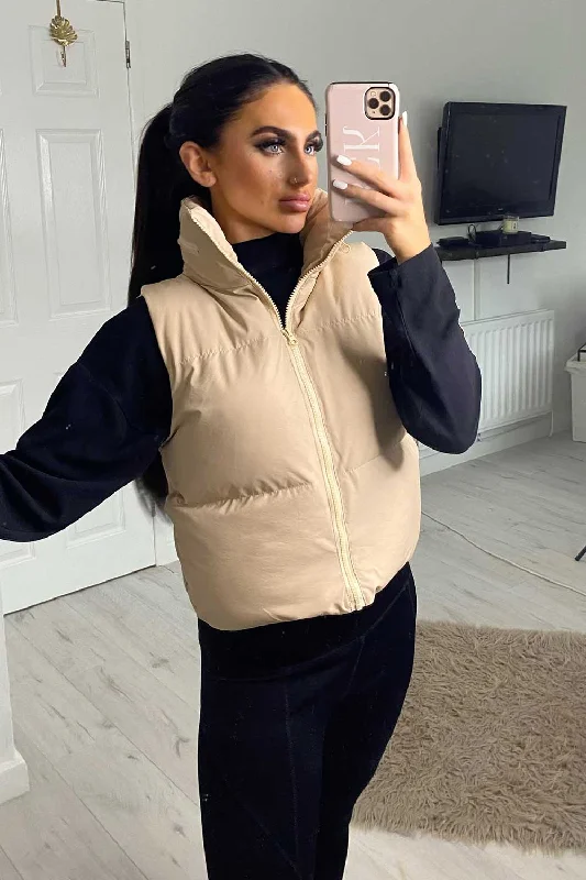 Crop Gilet Bodywarmer Beige