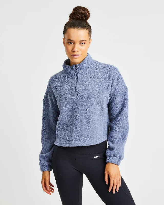 Effortless Oversized Crop Fleece - Stone Blue