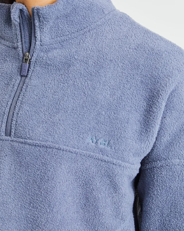 Effortless Oversized Crop Fleece - Stone Blue