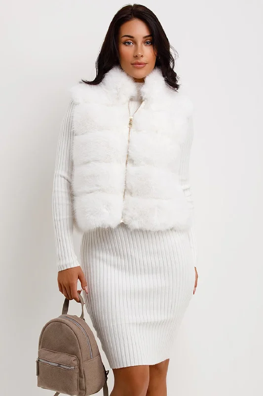 Faux Fur Gilet White