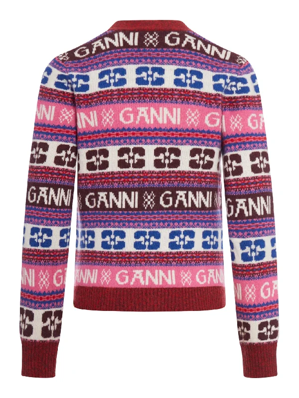 PINK LOGO WOOL MIX CARDIGAN