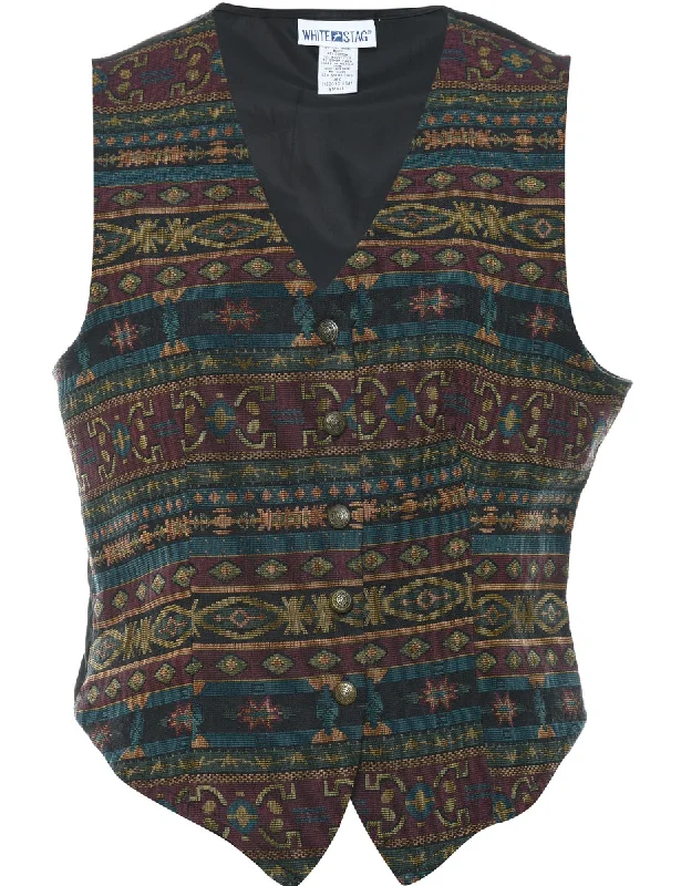 Geometric Pattern Multi-Colour Tapestry Waistcoat - S