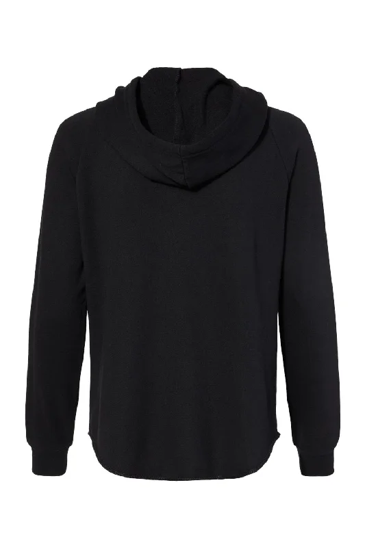 Independent Trading Co. Womens California Wave Wash Full Zip Hooded Sweatshirt Hoodie - Black - NEW