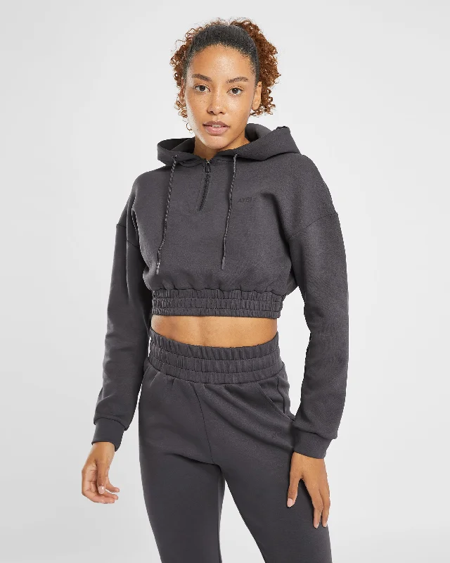 Infinity Crop Zip Hoodie - Charcoal