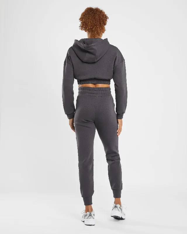 Infinity Crop Zip Hoodie - Charcoal