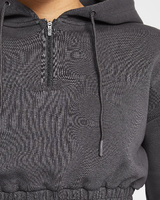 Infinity Crop Zip Hoodie - Charcoal