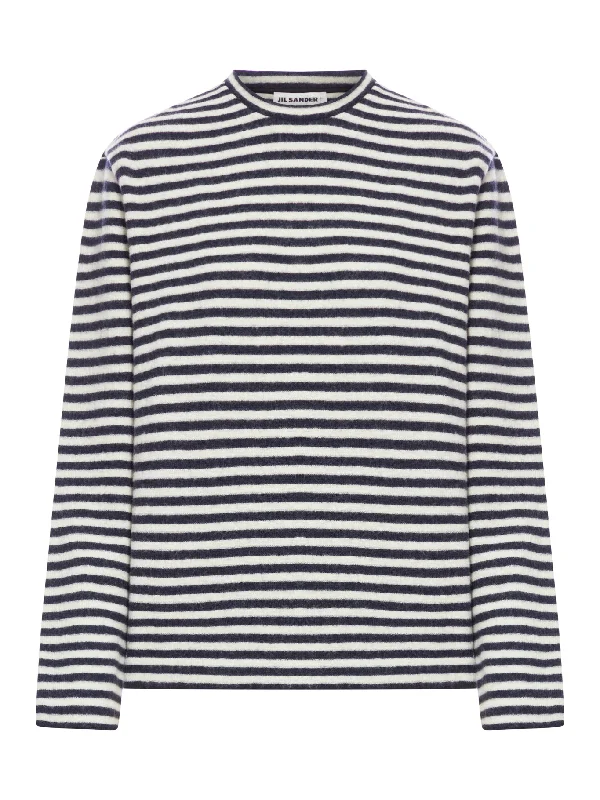 Two-toned long-sleeved wool top with Jil Sander+ logo label on the back