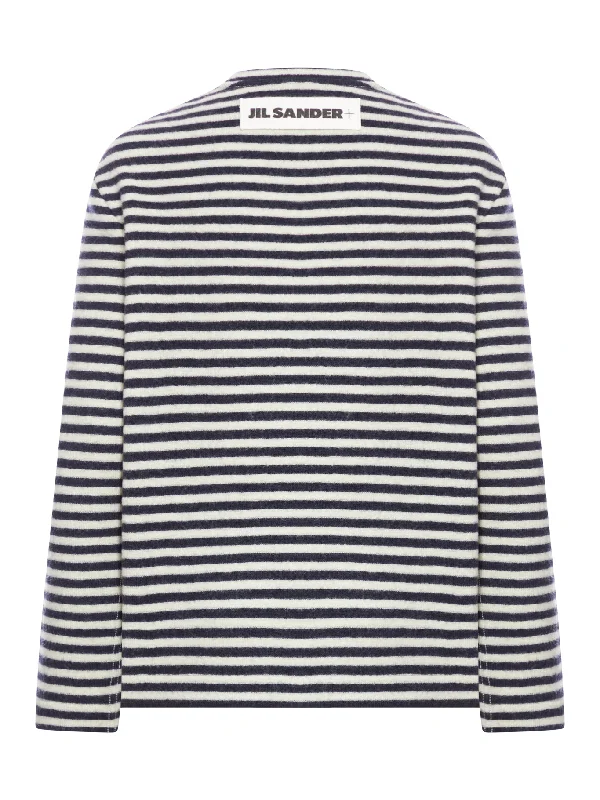 Two-toned long-sleeved wool top with Jil Sander+ logo label on the back