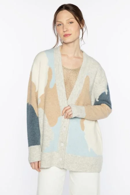 Kinross Cashmere Lofty Intarsia Cardigan