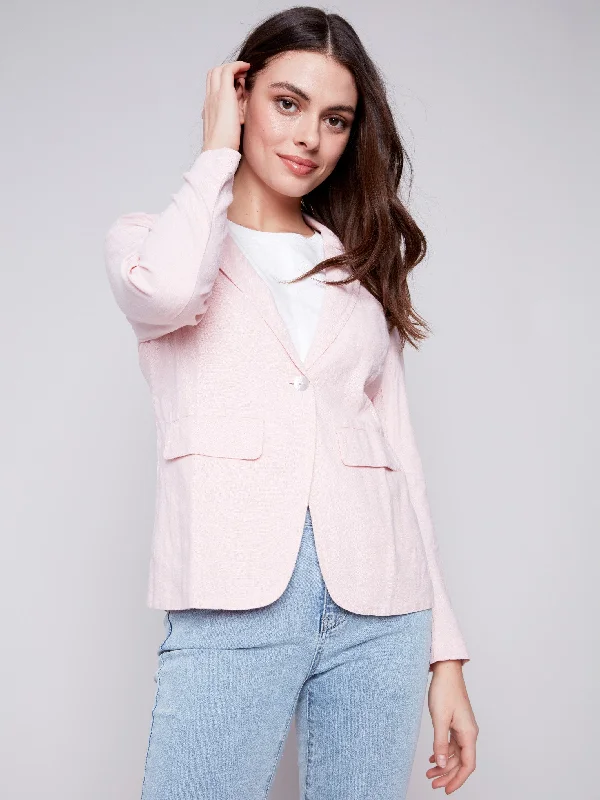 Light Linen Blend Blazer - Lotus