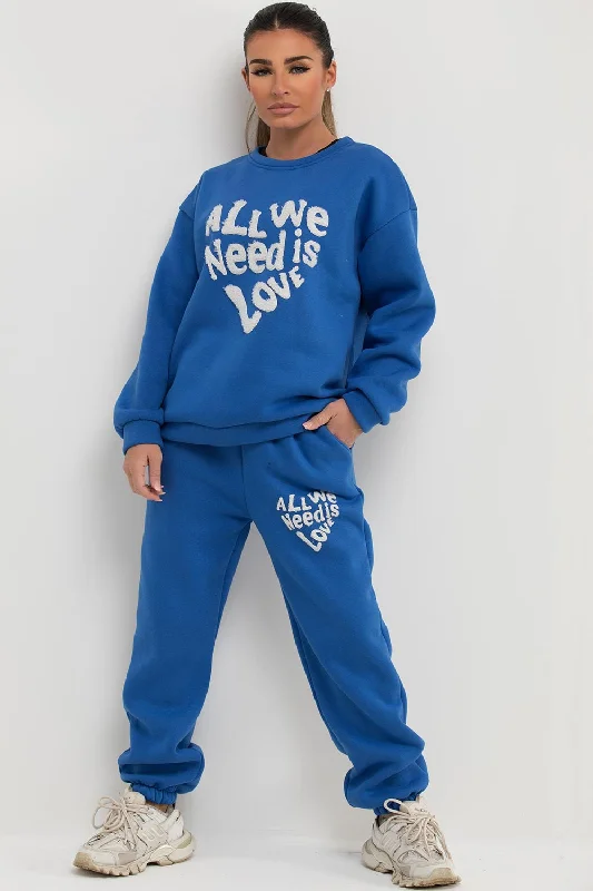 Loungewear Set With All We Need Is Love Towelling Blue