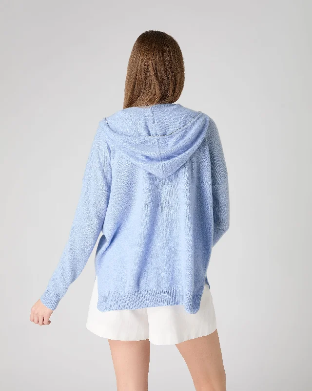 Women's Maya Metal Trim Cashmere Hoodie Cornflower Blue