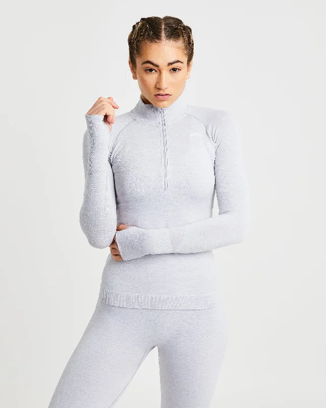 Motion Seamless 1/2 Zip Pullover - Light Grey