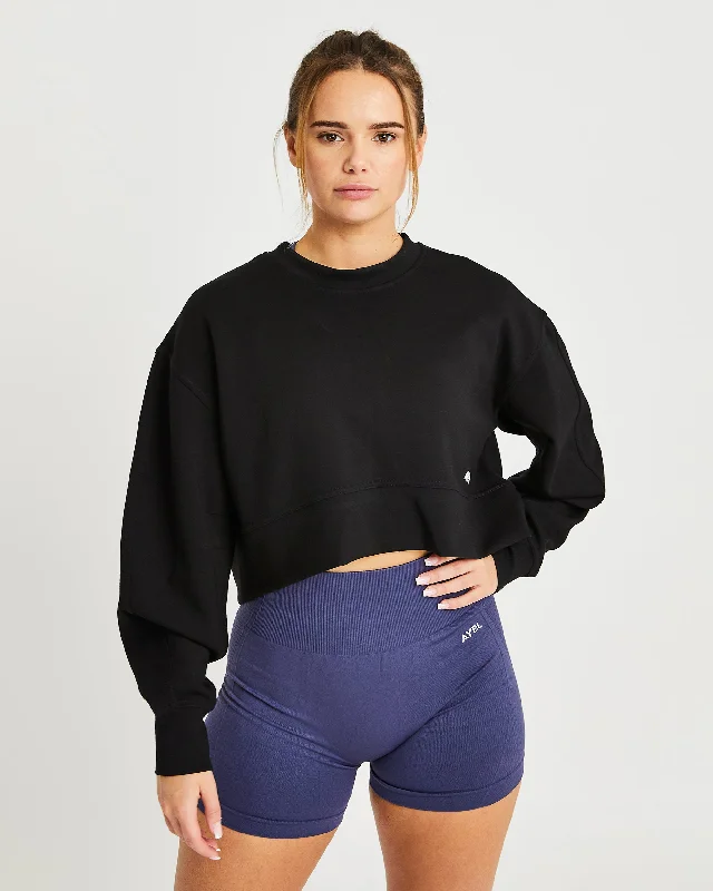 Oversized Crop Jumper - Black