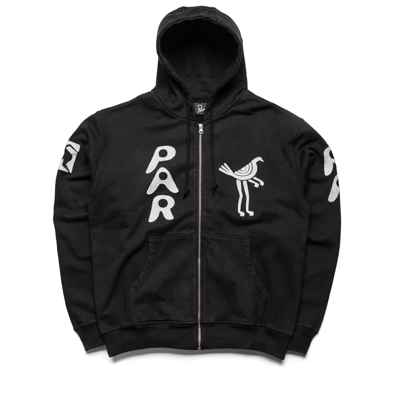 Parra Zipped Pigeon Hooded Sweatshirt - Black