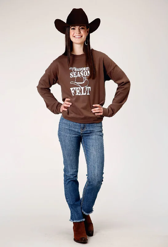 Roper Womens My Favorite Season Brown 100% Cotton Sweatshirt