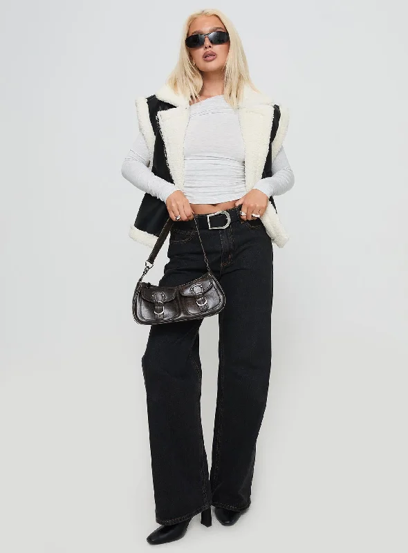 Tailer Shearling Vest Black