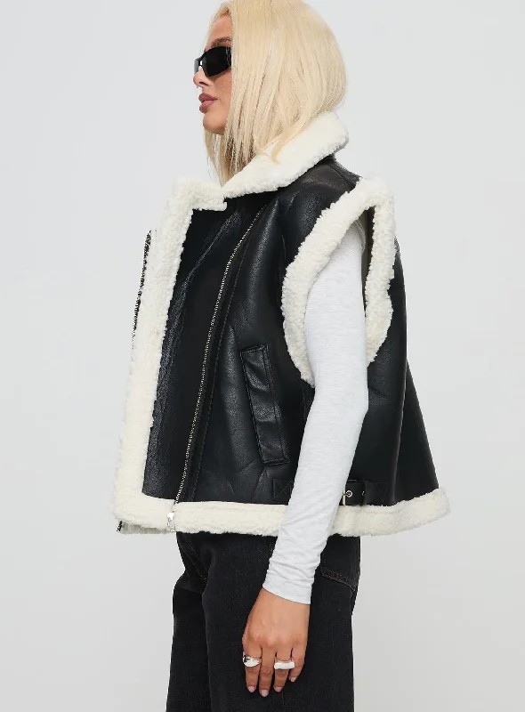 Tailer Shearling Vest Black