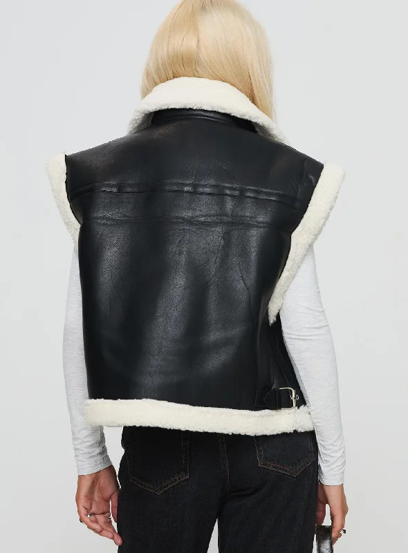 Tailer Shearling Vest Black