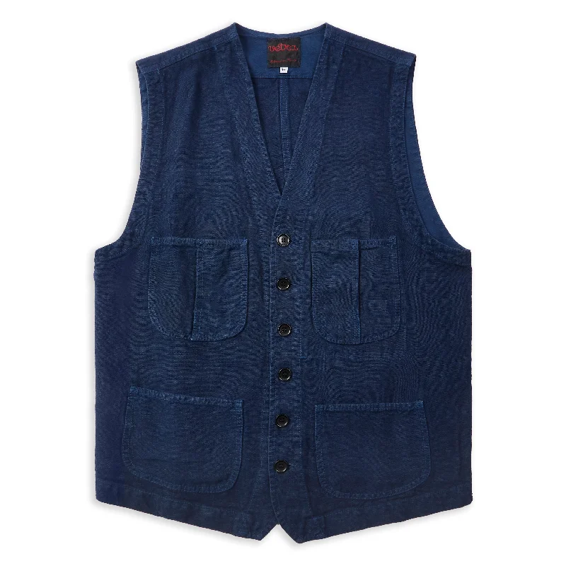 Vetra Heavy Linen Vest - Navy