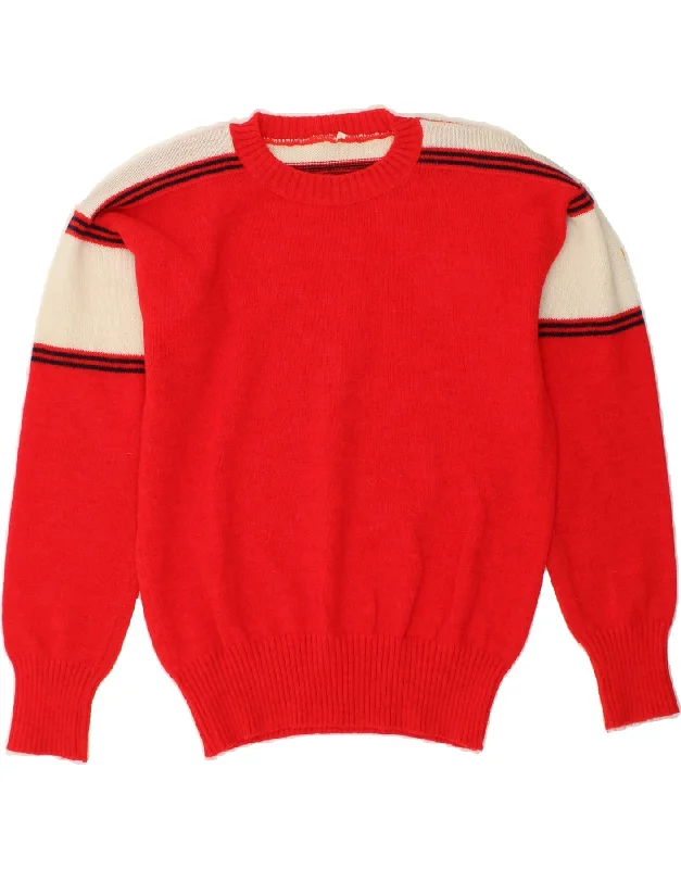 VINTAGE Womens Crew Neck Jumper Sweater IT 52 2XL Red Colourblock