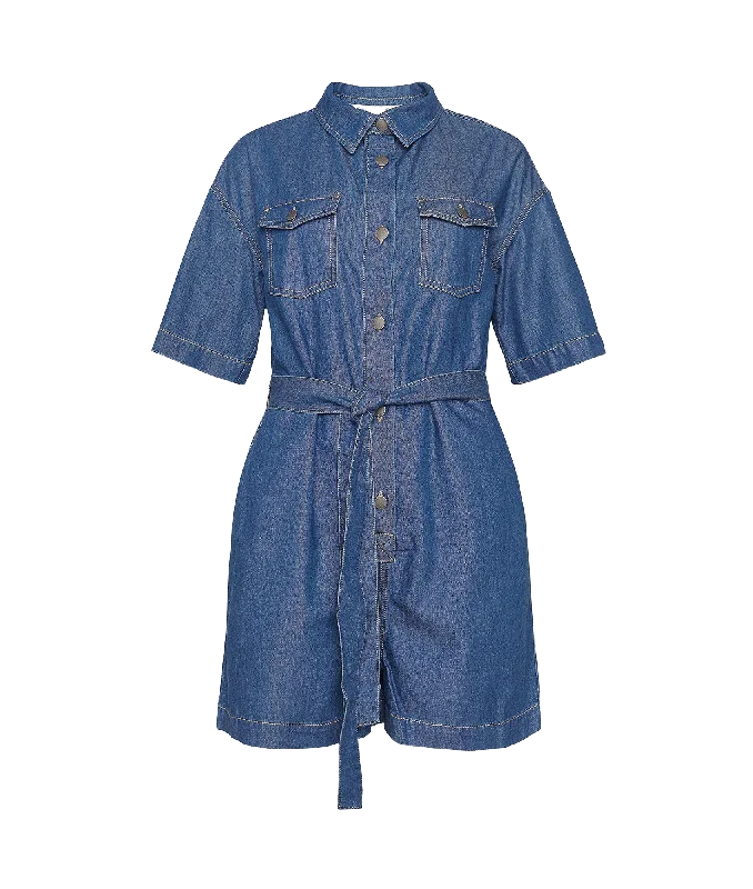 Evelyn Denim Playsuit - Blue