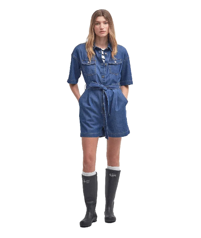 Evelyn Denim Playsuit - Blue