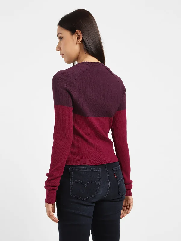 Women's Colorblock Crew Neck Sweater Multi-Color