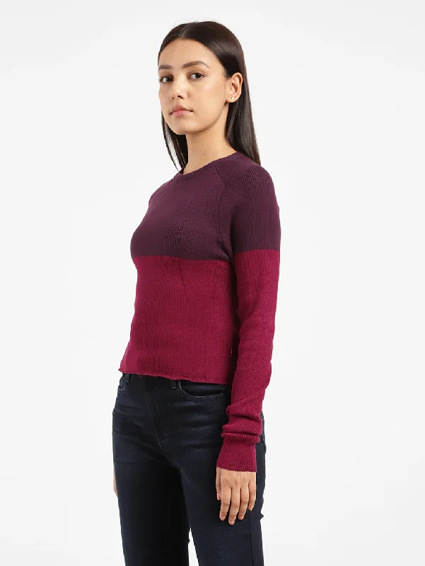 Women's Colorblock Crew Neck Sweater Multi-Color