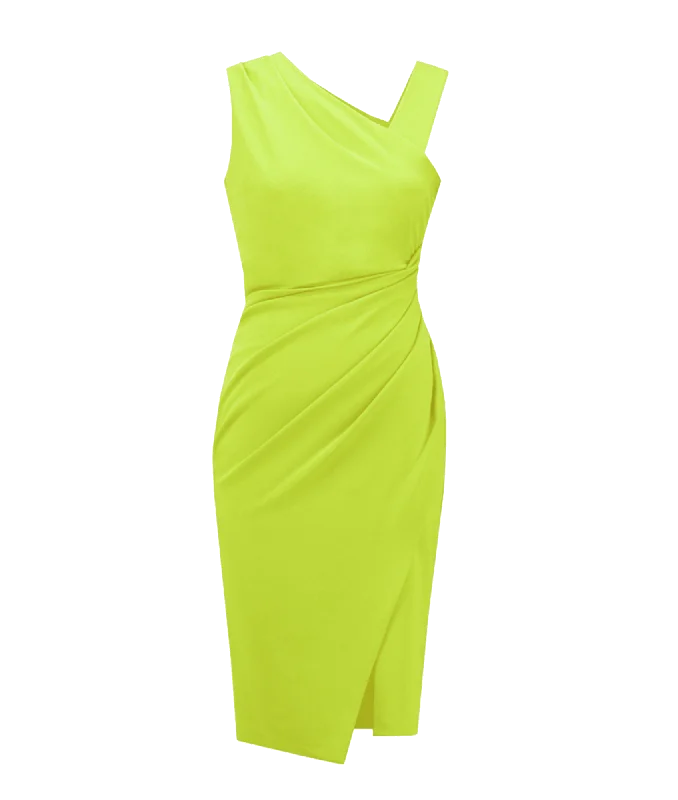 Ruched One-shoulder Dress Style - Green