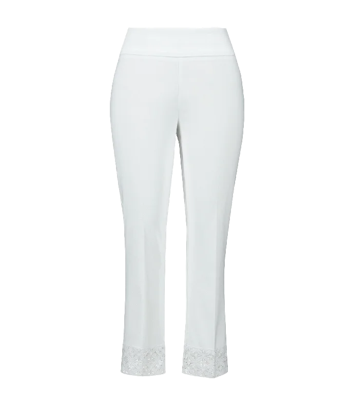 Stretch Detail Lace Pant - White