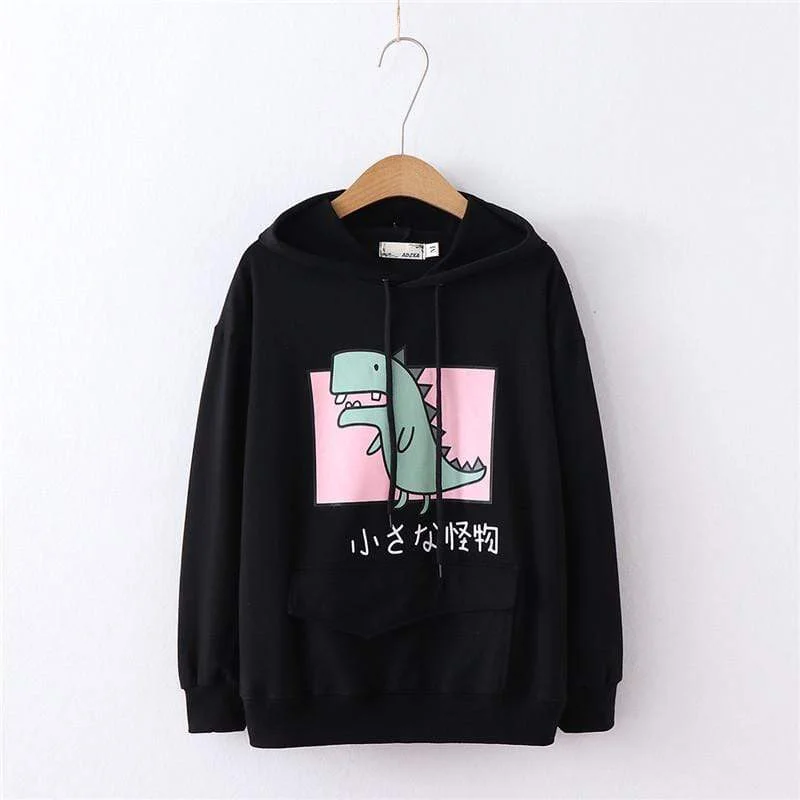 Women's Kawaii Dinosaur Printed Loose Hoodies