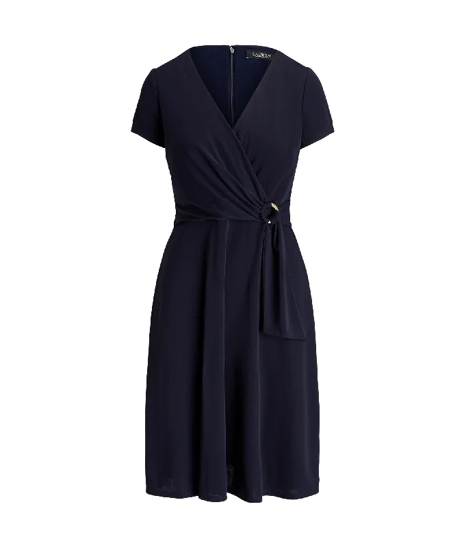 Surplice Jersey Dress - Navy