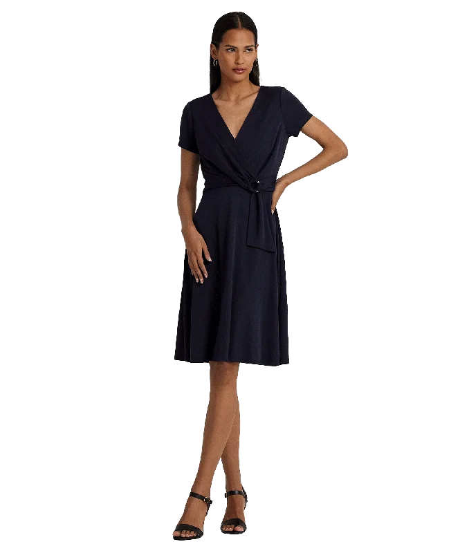 Surplice Jersey Dress - Navy