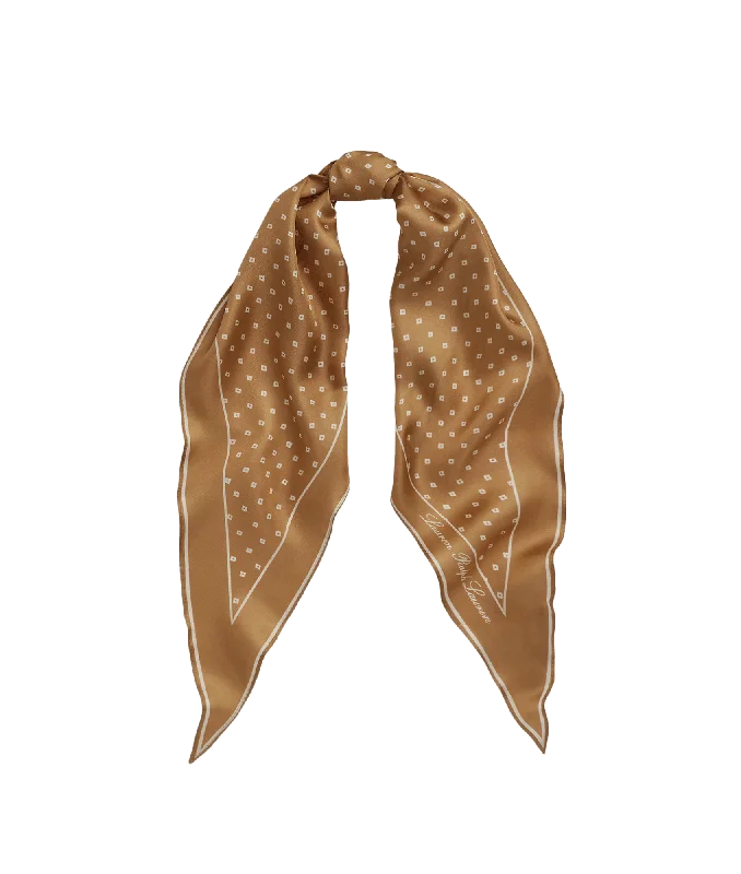 Geo-Print Silk Twill Diamond Scarf - Brown