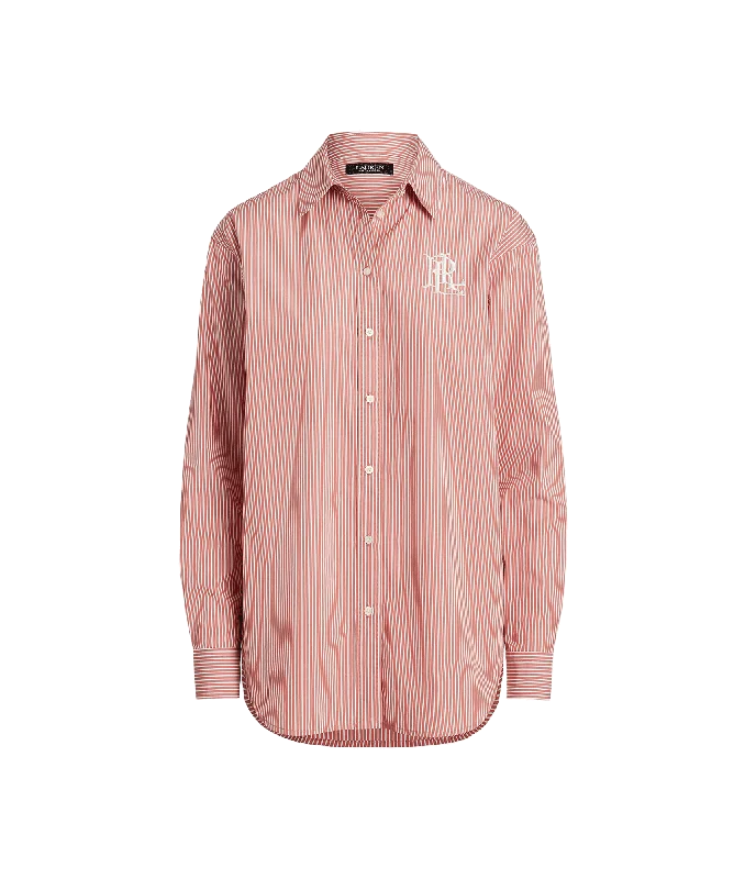 Striped Cotton Broadcloth Shirt - Pink