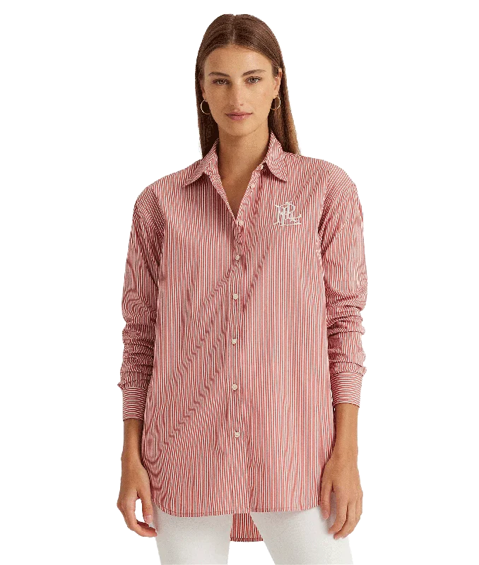 Striped Cotton Broadcloth Shirt - Pink