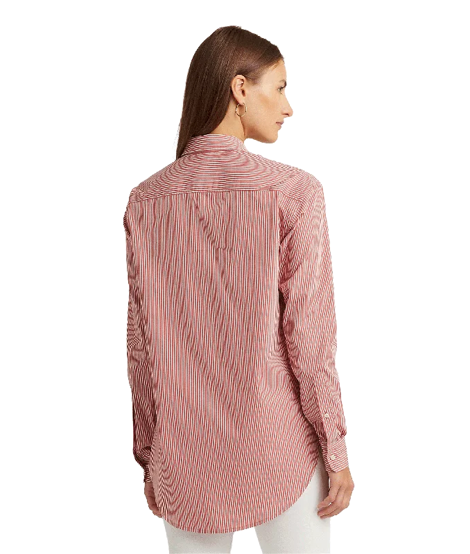 Striped Cotton Broadcloth Shirt - Pink