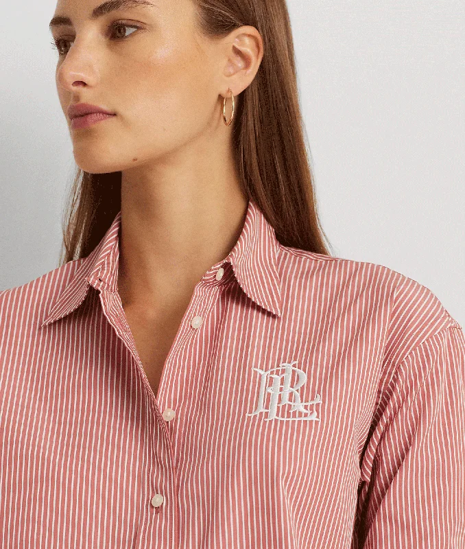 Striped Cotton Broadcloth Shirt - Pink