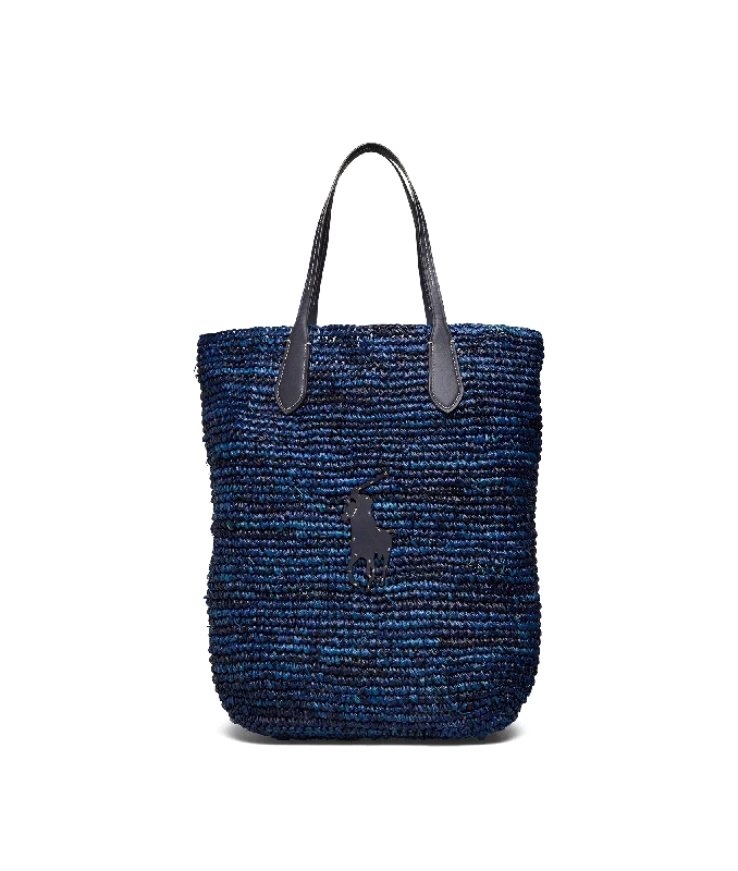 Big Pony Raffia Large Tote Bag - Blue