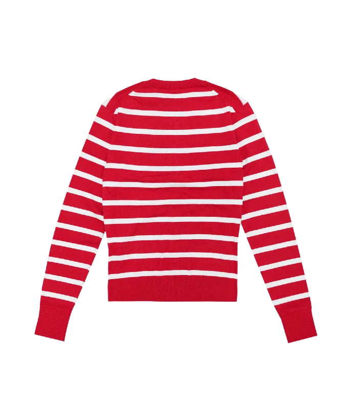 Striped Button Cardigan - Red